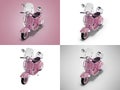 3D illustration of pink group of scooters for delivery in the city of different colors