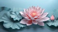 3D Illustration Of A Pink Lotus Flower. Buddhist Vesak Greeting Card. Spa And Wellness. AI Generated