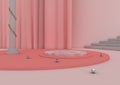 3D illustration pink, platform for wares