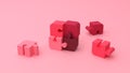 3D Illustration Pink Puzzle Background, Puzzle Pieces Background.