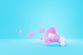 3d illustration pink and white megaphone for the announcement, communication, or alarm isolated on a blue background Bullhorn Royalty Free Stock Photo