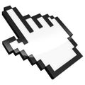 3D illustration of pixelated hand pointer isolated on transparent background