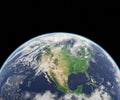 3D illustration of planet earth in space focused on the United States. Royalty Free Stock Photo