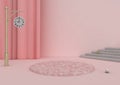 3D illustration platform and pink background