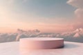 3D illustration podium for display or show cosmetics with background of beautiful sky pastel pink tones. Royalty Free Stock Photo