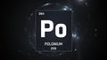 Polonium as Element 84 of the Periodic Table 3D illustration on silver background Royalty Free Stock Photo