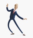 3d illustration. Portrait of a handsome businessman happy expression dancing Royalty Free Stock Photo