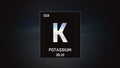 Potassium as Element 19 of the Periodic Table 3D illustration on grey background Royalty Free Stock Photo