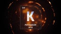 Potassium as Element 19 of the Periodic Table 3D illustration on orange background Royalty Free Stock Photo