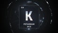 Potassium as Element 19 of the Periodic Table 3D illustration on silver background Royalty Free Stock Photo