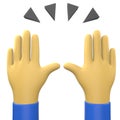 3D illustration of praising hands emoji on a white background