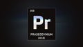 Praseodymium as Element 59 of the Periodic Table 3D illustration on grey background Royalty Free Stock Photo
