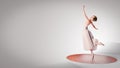3D illustration Pretty dancing woman in white dress. 3D illustration render Royalty Free Stock Photo