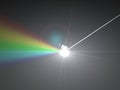 3d illustration of prism and refraction light rays.