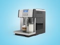 3d illustration of professional automatic coffee machine with cappuccino machine for making coffee drinks on blue background with