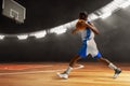 3d illustration professional basketball player running dribbling on sport arena Royalty Free Stock Photo