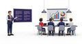 A 3D illustration of Professional business presentation with data visualization and interactive learning session Royalty Free Stock Photo