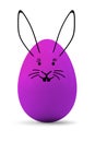 A purple easter egg with a rabbit face