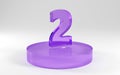 3D Illustration of a Purple Number two on a Podium on a light Background Royalty Free Stock Photo