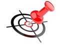 3d illustration of push pin with target Royalty Free Stock Photo