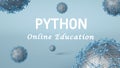 3d illustration of Python online education for advertisement. Online learning. Software development or application concept