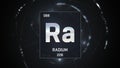 Radium as Element 88 of the Periodic Table 3D illustration on silver background