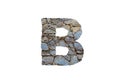 3D illustration realistic stone rock letter B,