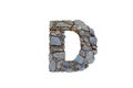 3D illustration realistic stone rock letter D,