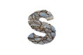 3D illustration realistic stone rock letter S,