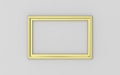 3d illustration of a rectangular brass picture frame on grey background