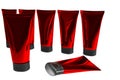 3D Illustration: Red and Black Metal Tubes - Christmas Edition
