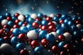 3d illustration of red, blue and white balls with golden stars Royalty Free Stock Photo