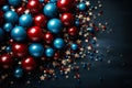 3d illustration of red, blue and white balls with golden stars Royalty Free Stock Photo