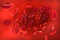 Red colored blood cells circulating inside a blood vessel Royalty Free Stock Photo