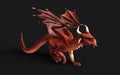Red fantasy dragon posing isolated on background