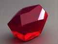 3d illustration, red gemstone on gray background, AI Generated Royalty Free Stock Photo