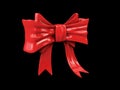 3d Illustration of Red gift bow. Ribbon. Isolated on black Royalty Free Stock Photo