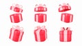 3D illustration, Red gift boxes sets open and closed isolated on a light background. 3d render surprise box. Use clipping path
