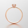 3D illustration red gold traditional solitaire engagement pec he