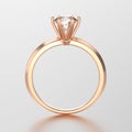 3D illustration red gold traditional solitaire engagement pec he