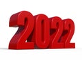 2022 3d illustration. Red 2022 new year text on white background Royalty Free Stock Photo