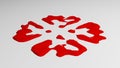 Red paint splashed on a white surface - 3d rendering - illustration Royalty Free Stock Photo