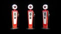 Red retro old petrol station. Retro Gas Pump  on black background. Gasoline filling. 3d illustration Royalty Free Stock Photo