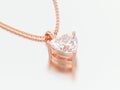 3D illustration red rose gold big heart diamond necklace on chain Royalty Free Stock Photo