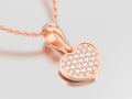 3D illustration red rose gold diamond heart necklace on chain Royalty Free Stock Photo