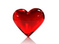 3D illustration of red shiny glass heart. Valentine`s day