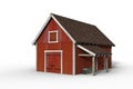 3D rendering of a red wooden barn isolated on a white background Royalty Free Stock Photo