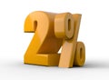 2% 3d illustration. Red zero percent special Offer on white background Royalty Free Stock Photo