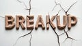 3d render of word text BREAKUP written in all caps, with the letters breaking apart Royalty Free Stock Photo