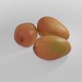 3D illustration - 3d rendered group of three mangos on white background Royalty Free Stock Photo